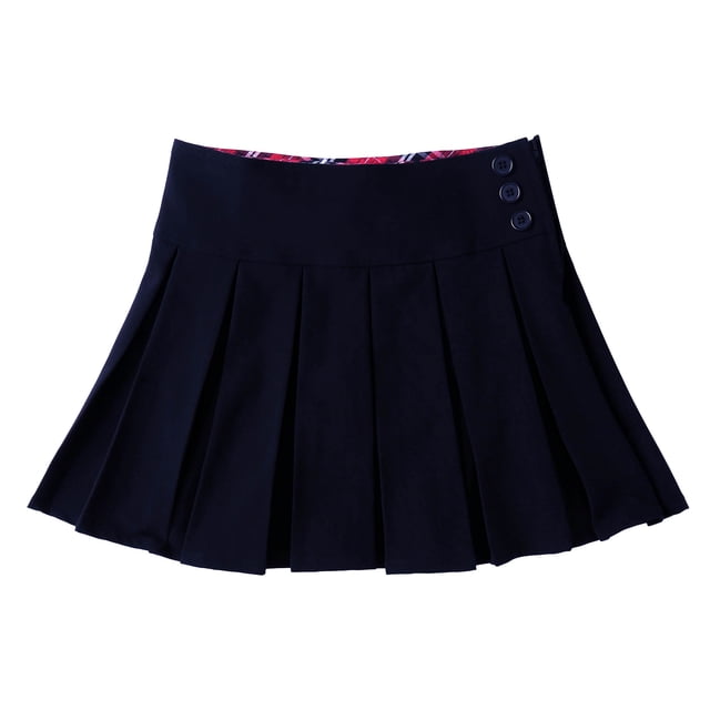 Bienzoe Girl's Pleated Hem School Uniform Skirt Navy 5