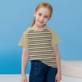 thumbnail image 2 of Économies d'Été! SROBPTY T-Shirts à Manches Courtes pour Tout-Petits, Garçons Tout-Petits Mode Col Rond à Rayures Imprimées Manches Courtes Kaki, 7 Ans, 2 of 5