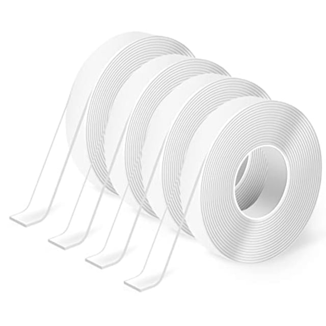 YOPTOP Ruban Double Face Ruban de Montage Robuste, Ruban Adhésif en Mousse Amovible Polyvalent, Ruban Transparent Réutilisable pour Articles de Pâte, Ménage, 4 Pcs