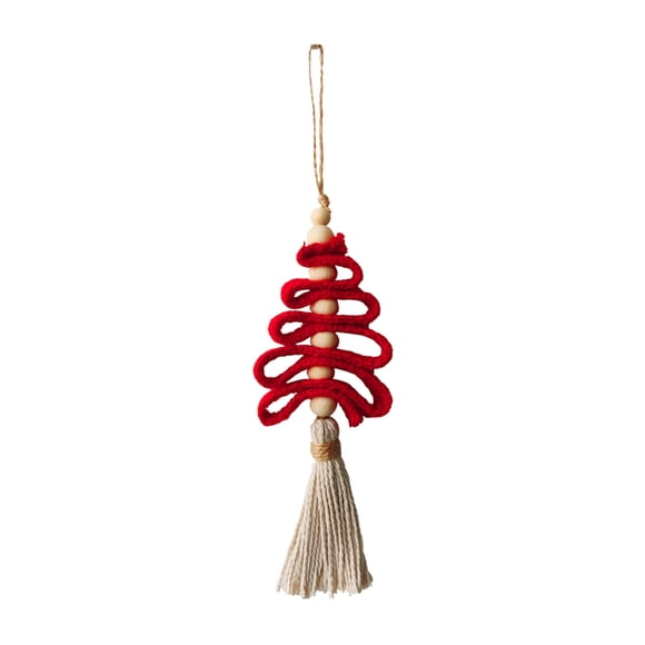 SIfdSeng Get it Fast 10 Inch Red Shaped Hanging with Wooden Beads and Tassels Hand Woven Pendant Interior Truck Hanger Suitable for Hol