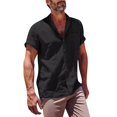 thumbnail image 1 of EOYWHK Men Linen Shirt Summer Beach Cardigan Lightweight Button Down Lapel Blouse with Pockets Flyer, 1 of 2