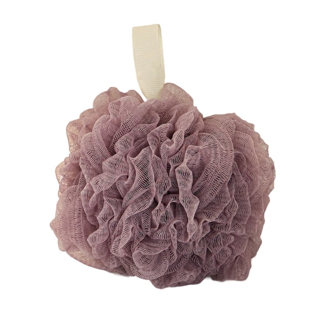 Gentle Exfoliating Bath Sponge with Rich Lather - Soft Double-Toned Shower Puff with Hanging Loop for Easy Cleaning and Storage