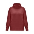 thumbnail image 4 of Babysbule Chandails pour Femmes Liquidation Mode Col Roulé Uni pour Femmes Manches Longues Style Ample Tricot Hauts Blouse pour Dames, 4 of 8