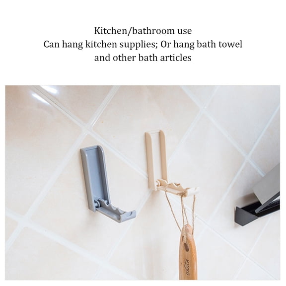 Ruiboury Foldable Hook Kitchen Hanging Rack Self-Adhesive Holders Door Bedroom Hangers Gray