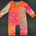 thumbnail image 2 of Baby Long Sleeve Romper Tie Dye Printed Crotch Button  Neck Infant Jumpsuit, 2 of 2