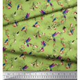thumbnail image 3 of Soimoi Green Poly Georgette Fabric Cage & Humming Bird Printed Craft Fabric by the Yard 52 Inch Wide, 3 of 5