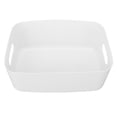 thumbnail image 2 of Plastic Bin, PP Material Storage Basket Glossy  White Large  for Bedroom, 2 of 8