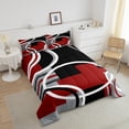 thumbnail image 4 of Erosebridal Black Red Gray Circle Bedding Queen Comforter Set, Abstract Striped Line Down Comforter Ultra Soft 3 Pieces, 4 of 8