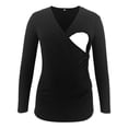 thumbnail image 1 of Jchiup Maternity Shirt Side Button and Ruched Long Sleeve Tunic Nursing Tops, 1 of 5