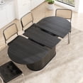 thumbnail image 3 of 55.11"-70.86" Extendable Oval Dining Table With Striped Legs, For Dining Room, Kitchen, Living Room,Black, 3 of 16