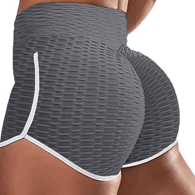 KIHOUT Women's High Waist Workout Shorts Butt Lifting Tummy Control Ruched Booty Running Yoga Shorts