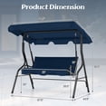 thumbnail image 2 of Costway Patio 3 Seats Canopy Swing Glider Hammock Steel Frame Cushioned Backyard Navy, 2 of 10