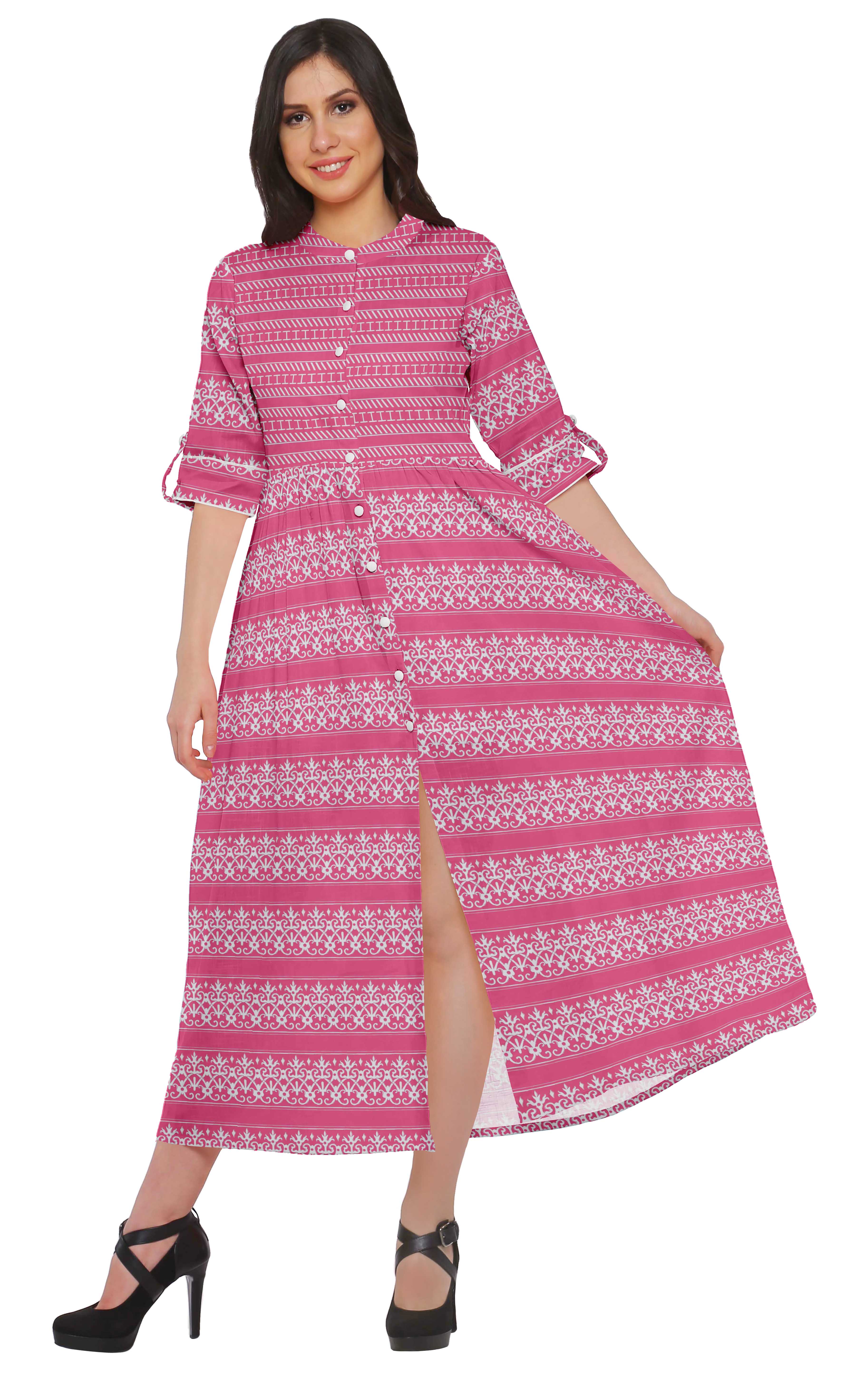 Moomaya Kurta à Manches Courtes Imprimée Kurti Indienne Vêtements d'Été pour Femmes