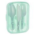 thumbnail image 2 of Cool Gear Turquoise Slider Cutlery Set - Travel Fork, Knife, Spoon, 2 of 3