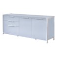 thumbnail image 1 of Glossy Light Gray Storage Cabinet with 5 Compartments and Stainless Steel, 1 of 9