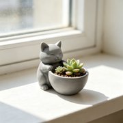 EGNMCR Home Decor, Room Decor, Wall Decor Cats Hugging Bowl Succulents Pot With Drainage Hole Small Flower Planter For Indoor Plants Cute Cats Plants Pot For Home Decor plastics flowers pot