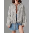 thumbnail image 3 of FOCUSNORM Women Faux Fur Coat Solid Color Open Front Long Sleeve Plus Size Jacket Warm Winter Outwear, 3 of 9