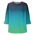 thumbnail image 4 of Plebaso Womens Summer Tops Ruffle 3/4 Length Sleeve Round Neck Shirts Pleated Casual Loose Tunic Blouses, 4 of 6