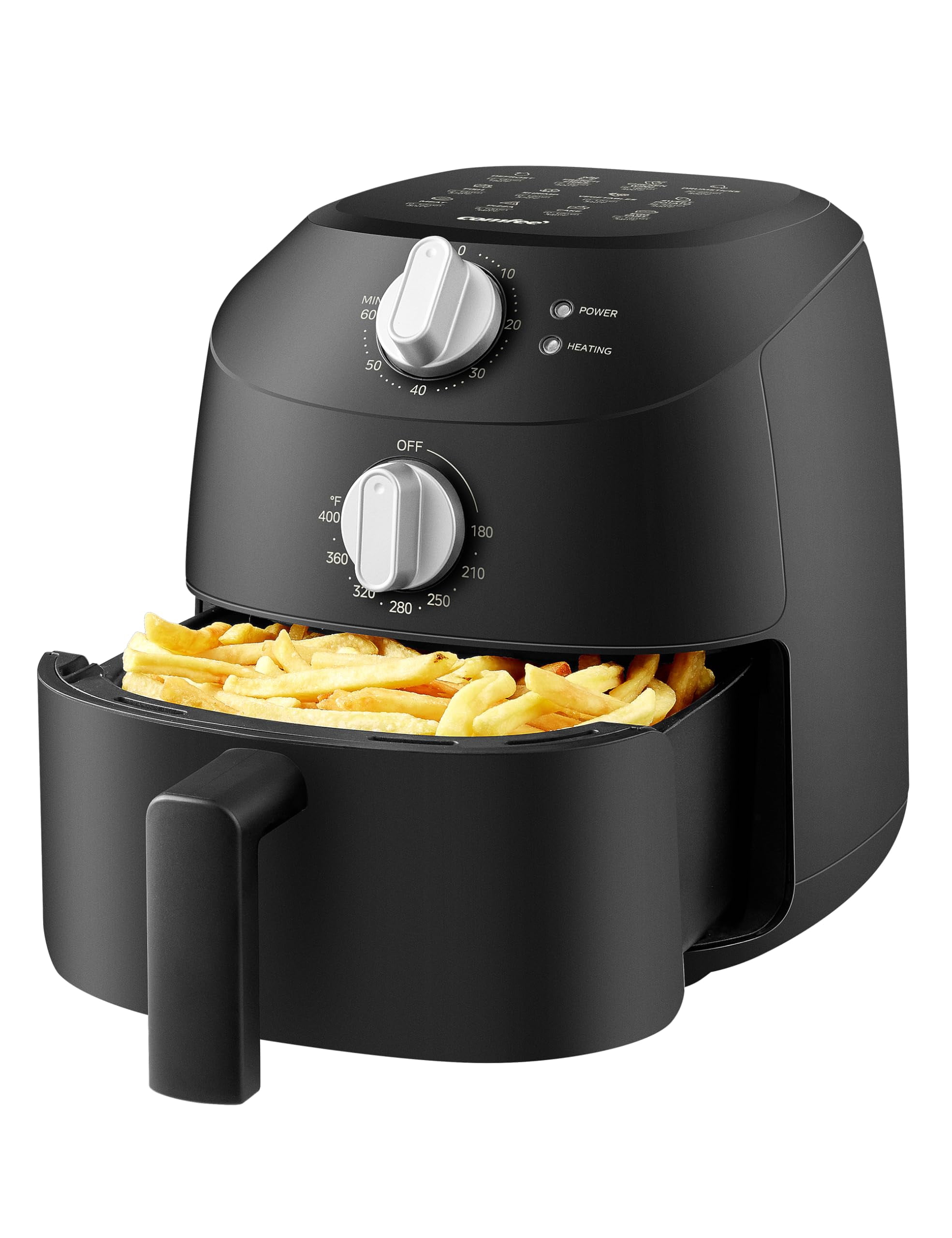 COMFEE' Compact 2.1 Quart Air Fryer with 12 Presets Menu Options, Adjustable Timer & Temperature Control 180-400 degrees F, Dishwasher-Safe Nonstick Fry Basket