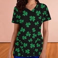 thumbnail image 4 of Mceream Nurse St Patricks Day Shirt for Womens Breathable Plus Size Nurse Working Uniform Shamrocks Print Scrub Tops V Neck Short Sleeve Fun Nursing Uniforms Black XXXXXL, 4 of 6