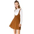 thumbnail image 3 of Unique Bargains Women's Button Decor Flared Hem Suspender Skirt, Brown, XX-Large, 3 of 6