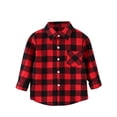 thumbnail image 4 of 2 Pack(Red 1PCS & Green 1PCS) Multipack Flannel Jacket Plaid Long Sleeve Lapel Button Tops Down Shacket Shirt Top Coat Outwear, 4 of 4