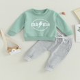 thumbnail image 2 of Baby Boys Pants Set  Long Sleeve Crew Neck Letters Print Sweatshirt with Elastic Waist Sweatpants Infant Clothes, 2 of 7