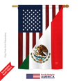 thumbnail image 1 of Breeze Decor 08205 US Mexico Friendship 2-Sided Vertical Impression House Flag - 28 x 40 in., 1 of 1
