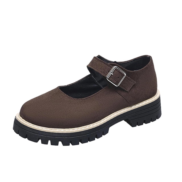 Mocassins pour Femmes Couleur Café Talon Moyen Talon Bloc Bout Rond Chaussures Décontractées à Enfiler Semelle Compensée Confortables pour le Quotidien Bureau Décontracté Taille 41