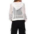 thumbnail image 3 of INSPIRE CHIC Ribbed Cuffs Jacket for Women Hoodie Mesh Bomber Jacket M White, 3 of 6