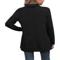 thumbnail image 4 of Ribbed Turtleneck Top for Women - Long Sleeve Basic Shirt with Side Slit, 4 of 5