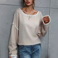 thumbnail image 2 of Pompotops Chandail Mode Femme Col Rond Manteau Haut Chandails pour Femmes Manteau Manches Longues Ample Liquidation, 2 of 7
