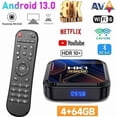 thumbnail image 1 of Boîtier Android tv Android 13 Boîtier tv Intelligent, Boîtier IPTV Wi‐Fi 4G+64 Go H616 8K Netflix Google Store Boîtier Multimédia Android, 1 of 4