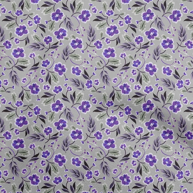 oneOone Polyester Spandex Purple Fabric Floral Craft Projects Decor Fabric Printed By The Yard 56 Inch Wide