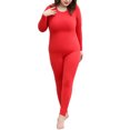 thumbnail image 3 of LUXUR Women Solid Color Thermal Underwear Warm Base Layer Long Johns Set Red 2XL, 3 of 4