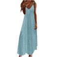 thumbnail image 1 of AherBiu Robe Maxi pour Femmes à Oeillets, Col en V, Bretelles Spaghetti, Robe d'Été Bohème pour la Plage et les Vacances, Longue, 1 of 6