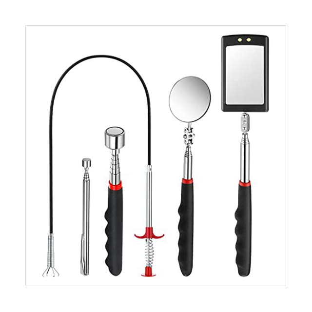Ensemble d'Outils Magnétiques Télescopiques 5 Pcs Outil à Griffes Extensible Ressort Pliable Évier Télescopique Drains Cuisine