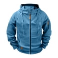 thumbnail image 2 of Men's Solid Color Cargo Hooded Jacket with Multiple Pockets, Raglan Long Sleeve, Breathable Nylon Spandex for Sports Training and Casual Outdoor Wear, 2 of 5