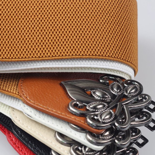 Ceinture Grand Femme Mode Élastique Ceinture Femme Élastique Extensible Mince Ceinture Cintrée Boucle Ceinture Robe Vintage Mince Cintrée Ajourée Décor