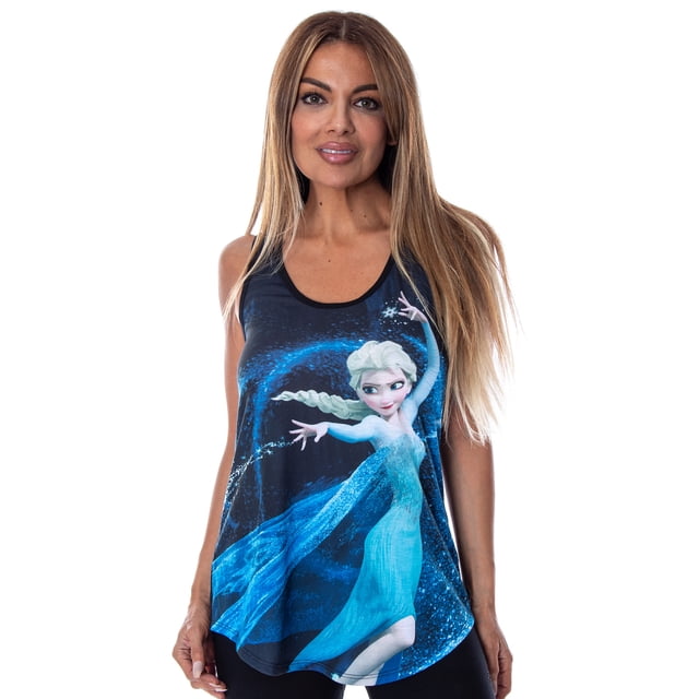 Disney Juniors Frozen Elsa Tank Top Sleeveless Muscle Shirt (LG)
