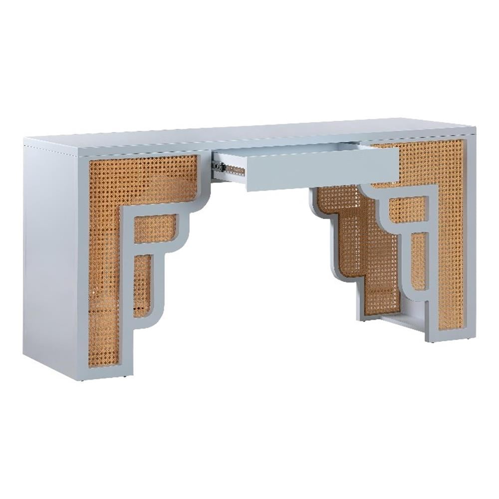 TOV Furniture Suzie Bureau Bleu Pastel et Rotin