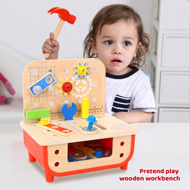 QUXVUIS Jouet de Banc de Marteau Multifonctionnel développer des compétences chez Les Tout-Petits Aide à développer Multiples compétences Jouet Marteau en Bois pour Les Tout-Petits