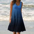 thumbnail image 2 of CHUANK Robes en Lin pour Femmes Été Grande Taille Manches Courtes Col en V Longueur Genou Robe Ample Décontractée Confortable Robe de Plage Soldes de Liquidation 2024, 2 of 6
