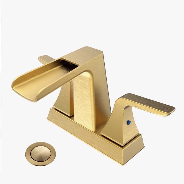 Centerset Waterfall Spout Bathroom Faucet with Drain Assembly