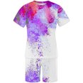 thumbnail image 4 of Men Print Short Sleeves Casual Beach Short Sleeve Round-Neck Blouses & Sets, 4 of 5