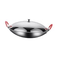 thumbnail image 2 of veasfak Poêle de Cuisson en Acier Inoxydable Wok à Double Poignée pour Barbecue Restaurant Hôtel 9 Pouces avec Couvercle, 2 of 9