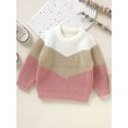 thumbnail image 3 of Faithtur Baby Knit Sweaters Cute Long Sleeve Round Neck Contrast Color Pullover Tops Toddler Sweatshirts, 3 of 9