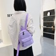 thumbnail image 3 of Women Solid Color Backpack Preppy Style School Nylon Mini Rucksack (White), 3 of 9