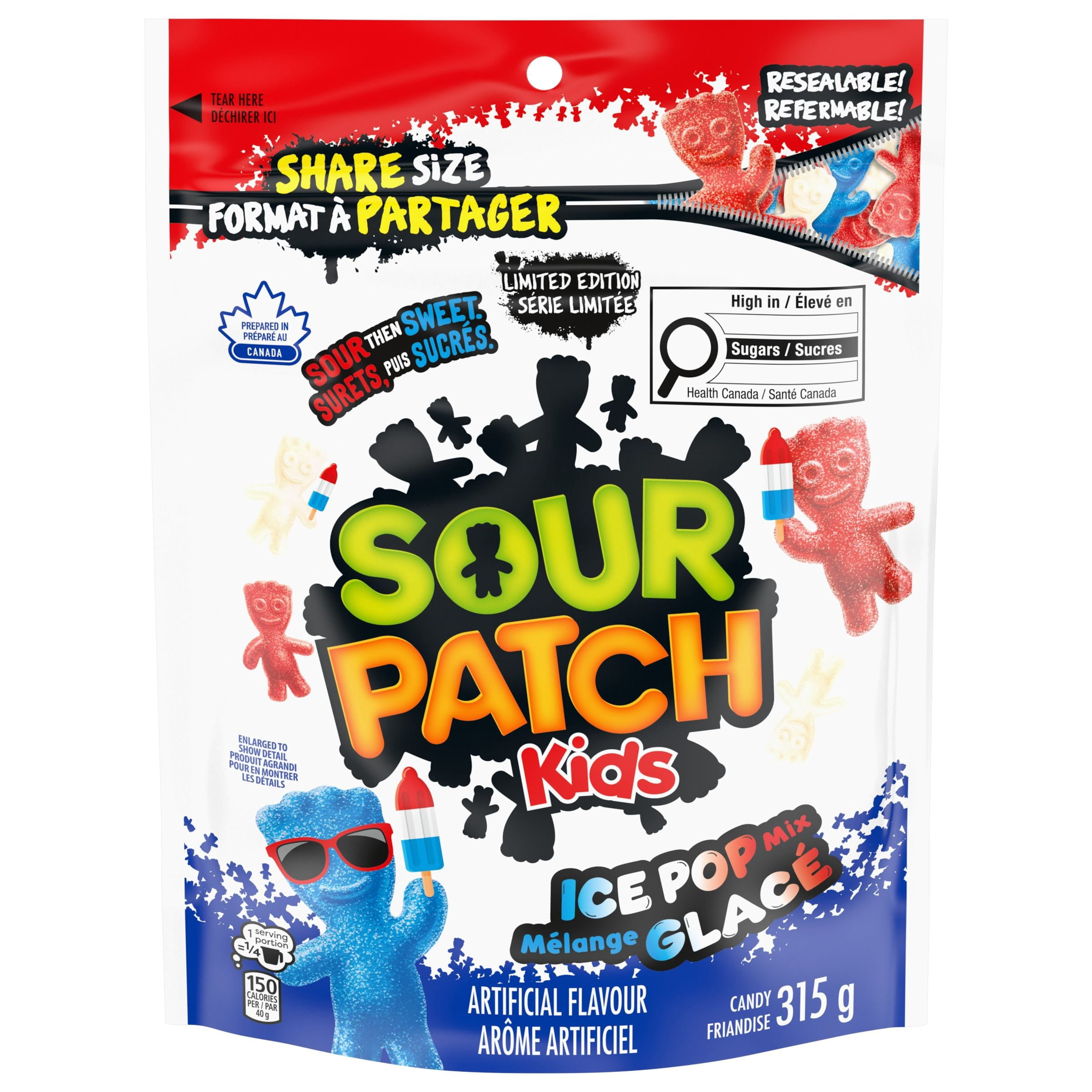 Friandise SOUR PATCH KIDS, Mélange glacé, Surets puis sucrés, Préparé au Canada