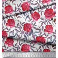 thumbnail image 2 of Soimoi Tissu Poly Georgette Feuilles & Roses Imprimé Tissu d'Artisanat au Mètre 52 Pouces de Large, 2 of 3
